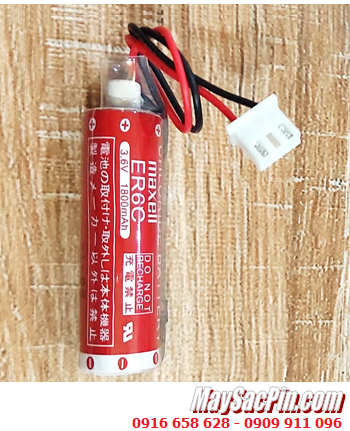 Maxell ER6C (Đầu sứ, Zắc trắng); Pin nuôi nguồn PLC Maxell ER6C 3.6v AA1800mAh Lithium Thionyl Chloride